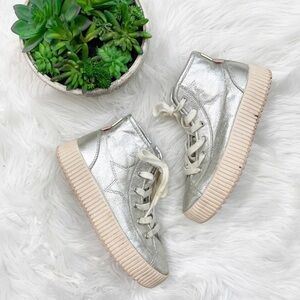 Zara Kids Girls Silver Metallic Sneakers Size 33